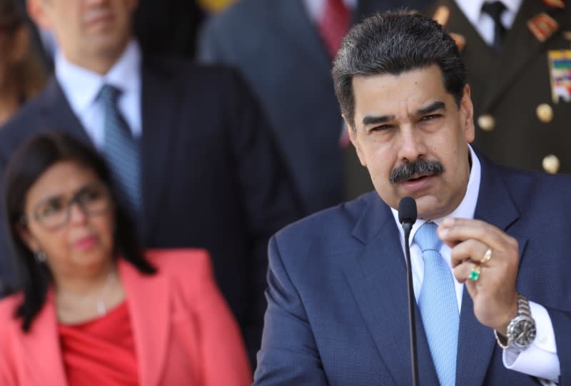 Venezuela's President Maduro holds a news conference at Miraflores Palace in Caracas