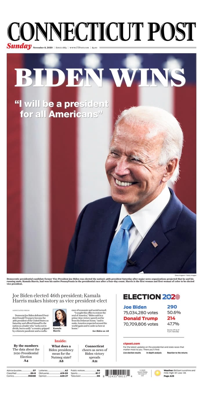 Biden wins: World papers A1s