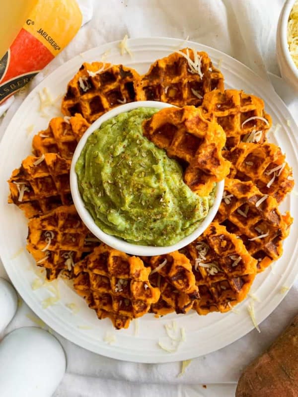 <p>Hello Spoonful</p><p>Fun to dip into your favorite hummus or scoop up some guacamole, these Cheesy Sweet Potato Mini Waffles help make the scooping easy and more delicious!</p><p><strong>Get The Recipe: <a href="https://www.hellospoonful.com/blog/recipe/cheesy-sweet-potato-waffles/" rel="nofollow noopener" target="_blank" data-ylk="slk:Cheesy Sweet Potato Waffles;elm:context_link;itc:0;sec:content-canvas" class="link ">Cheesy Sweet Potato Waffles</a></strong></p>