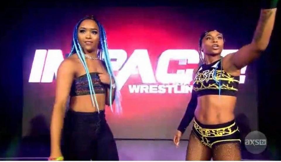 Kiera Hogan (left) and Tasha Steelz of Impact Wrestling. 