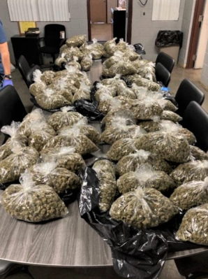 Bags containing California Kush are shown after an anti-drug operation Wednesday, Feb. 9, 2022, took more than $1 million of the hybrid marijuana off the streets, the El Paso County Sheriff's Office said.