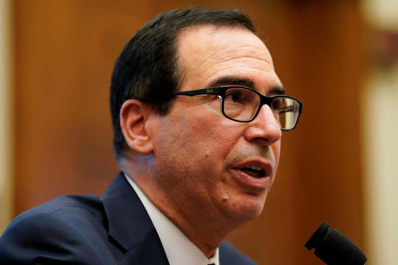 U.S. Treasury Secretary Steven Mnuchin testifies before a House Financial Services Committee hearing on the "State of the International Financial System" on Capitol Hill in Washington, U.S., April 9, 2019. REUTERS/Aaron P. Bernstein