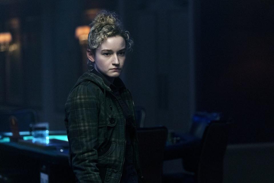 a pensive looking ruth langmore, played byjulia garner, in ozark