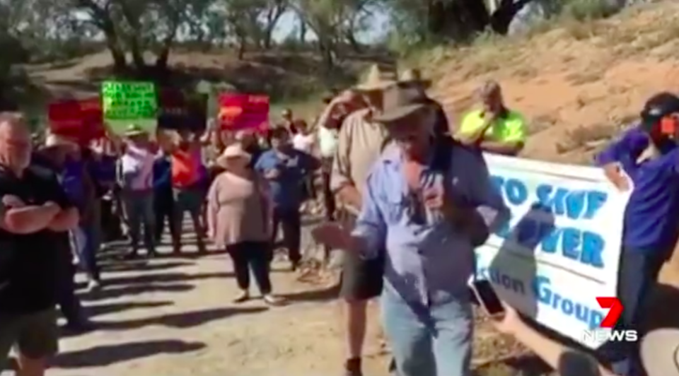 Furious locals were ready to get their argument across on Wednesday. Source: 7News