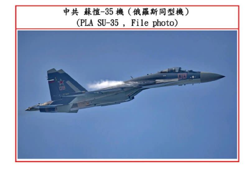 ▲共機Su-35擾台。(圖／國防部提供)