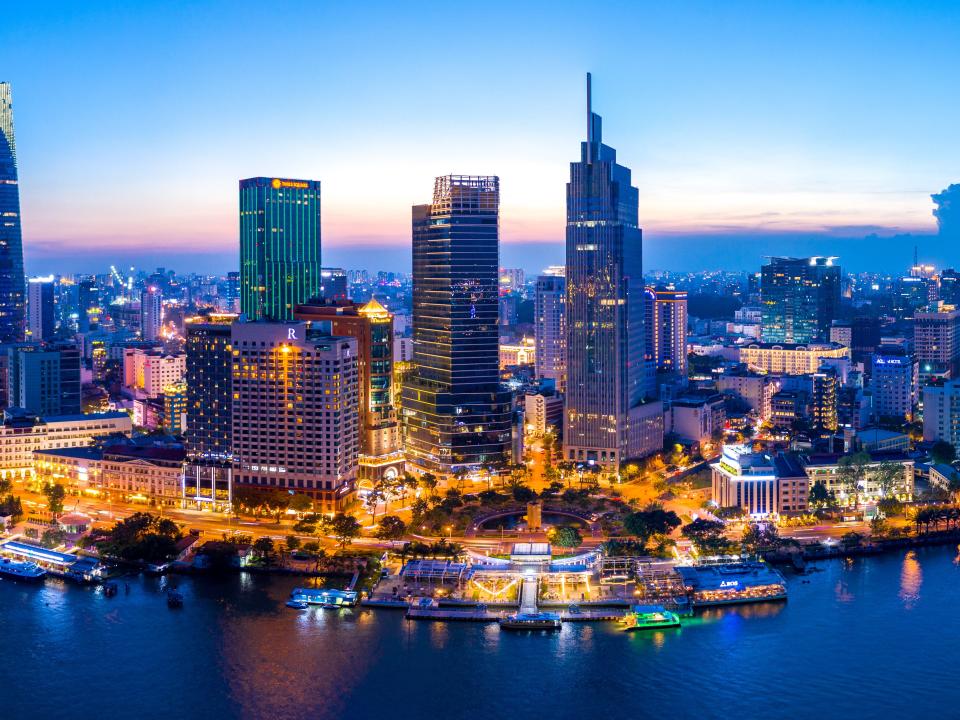 Bach Dang Wharf Aerial view on Saigon River.