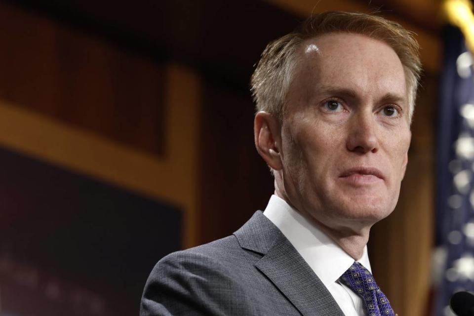 Sen. James Lankford, R-Okla., speaks at a press conference on taxes at the U.S. Capitol Building on Aug. 3, 2022, in Washington, D.C. (Anna Moneymaker/Getty Images/TNS)