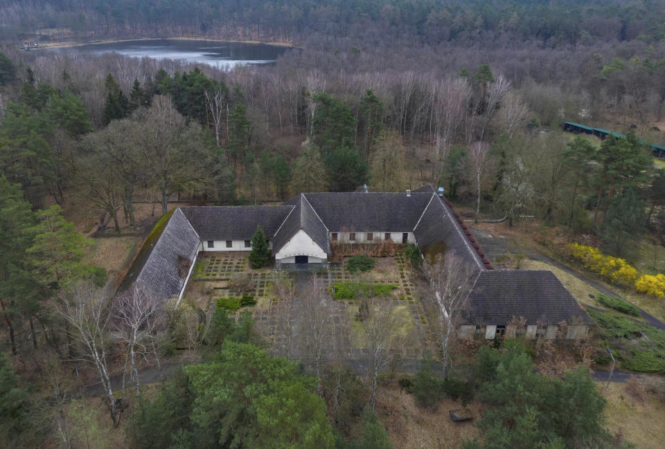 The former villa of Adolf Hitler’s propaganda minister, Joseph Goebbels is seen on the Bogensee site, near the town of Wandlitz, about 40 kilometers (25 miles) north of Berlin, on March 22, 2024. Berlin’s government is offering to give away the villa, hoping to end a decades-long debate on whether to repurpose or bulldoze a sprawling disused site in the countryside north of the German capital. “I offer to anyone who would like to take over the site, to take it over as a gift from the state of Berlin,” Berlin’s finance minister, Stefan Evers, told the state parliament on Thursday May 2, 2024, dpa reported. (Patrick Pleul/dpa via AP)