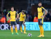 <p>Olivier Giroud prepares to kick off after Palace’s third goal</p>