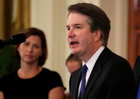 Supreme Court nominee Judge Brett Kavanaugh speaks in the East Room of the White House in Washington, U.S., July 9, 2018. REUTERS/Jim Bourg