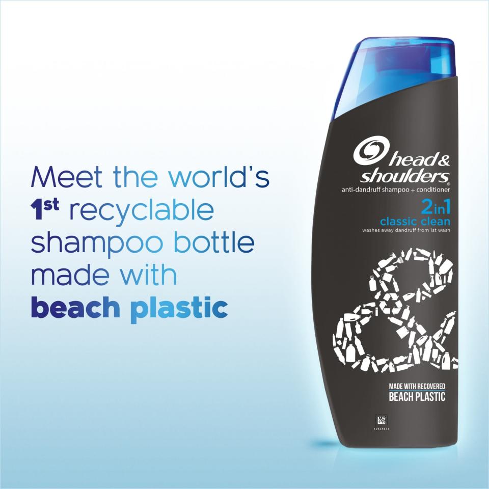 Head & Shoulders have launched a shampoo bottle made of recycled plastic bottles. [Photo: Head & Shoulders]