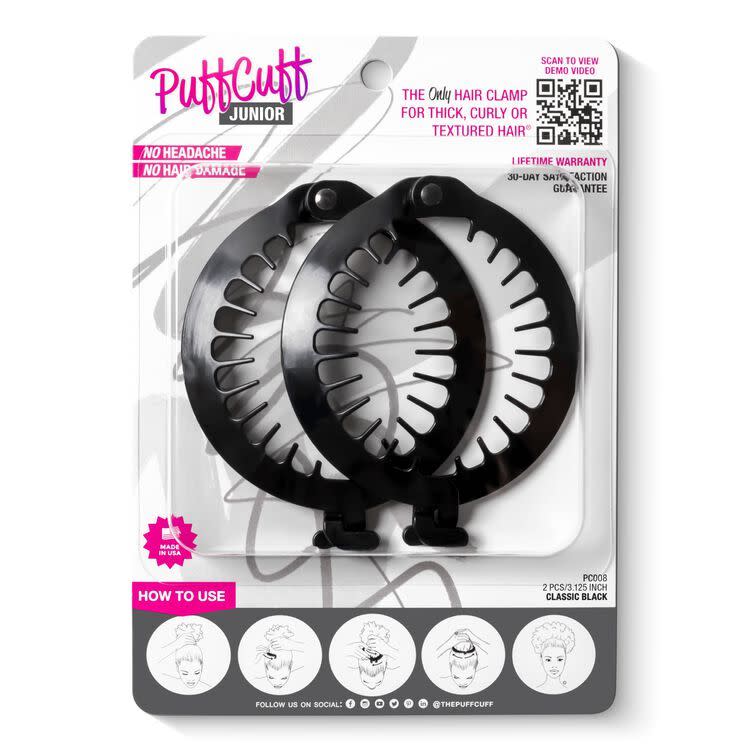 <p><strong>PuffCuff</strong></p><p>sallybeauty.com</p><p><strong>$20.89</strong></p><p><a href="https://go.redirectingat.com?id=74968X1596630&url=https%3A%2F%2Fwww.sallybeauty.com%2Fsalon-supplies%2Fsalon-essentials%2Fbobby-pins-and-clips%2Fpuffcuff-junior%2FSBS-095003.html&sref=https%3A%2F%2Fwww.womenshealthmag.com%2Fbeauty%2Fg38378021%2Fbest-hair-clips%2F" rel="nofollow noopener" target="_blank" data-ylk="slk:Shop Now" class="link rapid-noclick-resp">Shop Now</a></p><p>Patterson loves using the clamp-style PuffCuff on his curly and textured hair clients, and it’s great for locs, twists, and braids, too. “They come in multiple sizes and can gently accommodate so much hair with incredible hold,” says Patterson. To find the right size, measure the diameter of the base of your ponytail — ideally, it should be approximately the same size as your PuffCuff.</p>