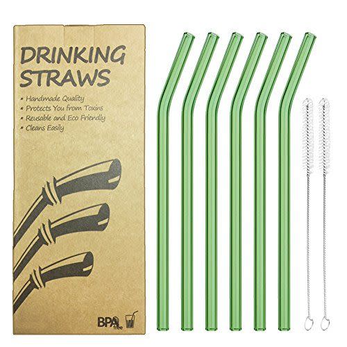 7) Reusable Bent Glass Drinking Straws