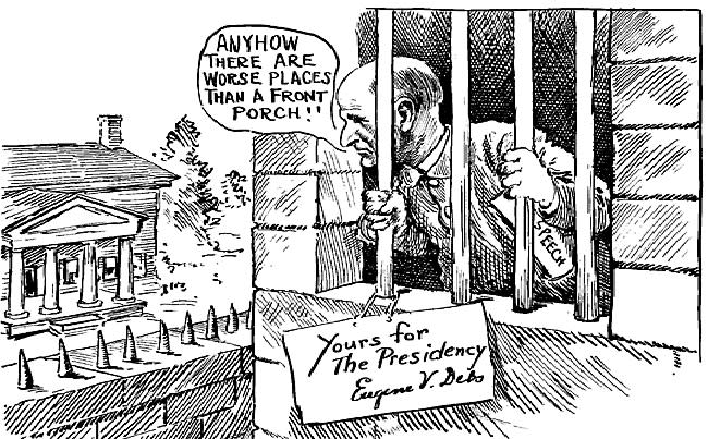 Eugene V. Debs  fue el perpetuo candidato socialista a la presidencia de EEUU que en las elecciones de 1920 tuvo que hacer la campaña desde la cárcel  (imagen vía Wikimedia commons)