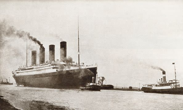 RMS Titanic passenger liner of the White Star Line. From The Story of 25 Eventful Years in Pictures, published 1935. (Photo by: Universal History Archive/Universal Images Group via Getty Images)