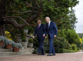 Le 15 novembre 2023, à Woodside (Californie), le président américain Joe Biden et le président chinois Xi Jinping se sont rencontrés en marge du forum de la Coopération économique Asie-Pacifique (Apec). Les deux dirigeants ne s’étaient pas parlé depuis le sommet du G20 de Bali en novembre 2022. . Photo DOUG MILLS/THE NEW YORK TIMES