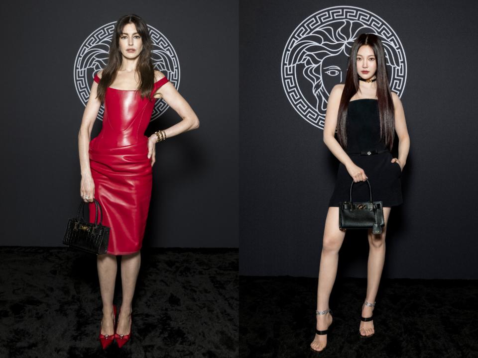 Versace 2024 秋冬時裝秀 安·海瑟薇與aespa寧寧一紅一黑成為最火辣代表。圖片來源:Versace提供