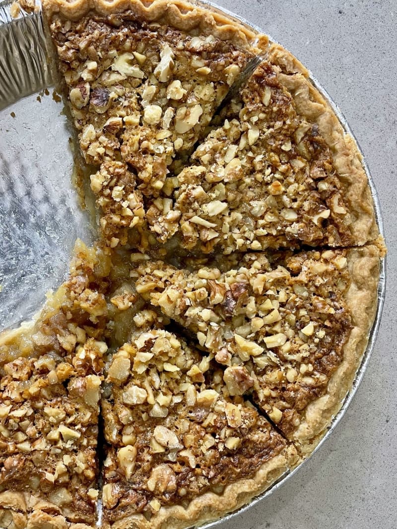 Dolly Parton's "Holiday Walnut Pie" recipe is completed.