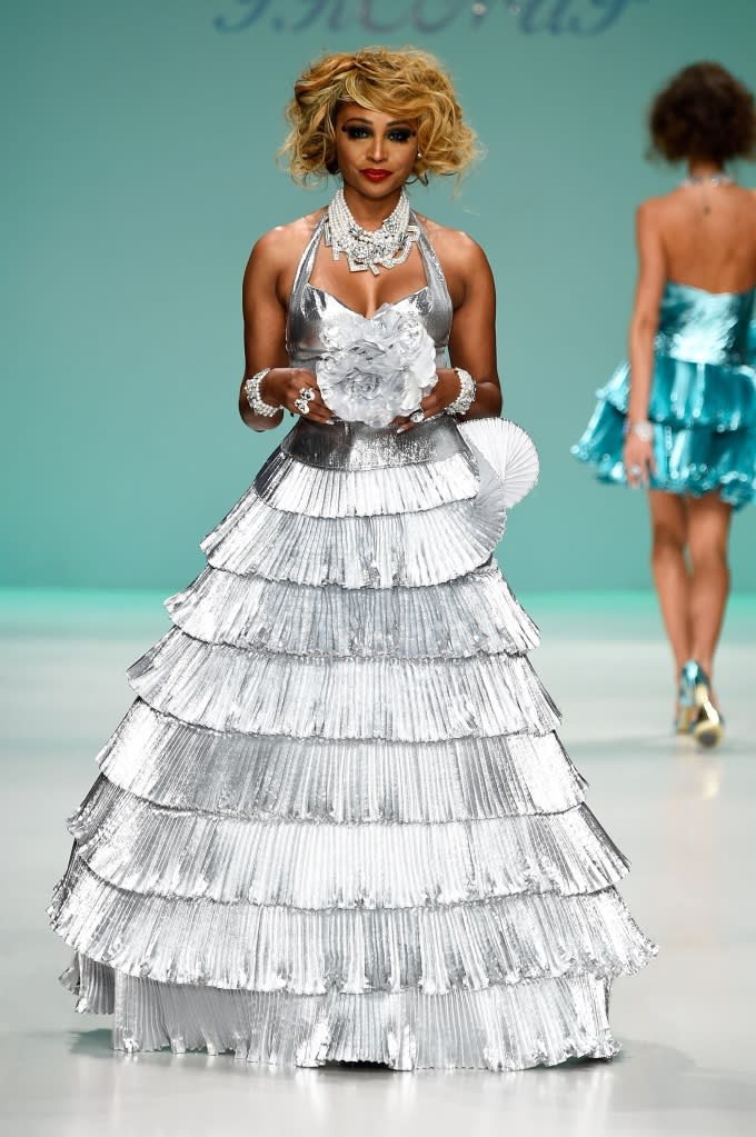 NEW YORK, NY – SEPTEMBER 10: Cynthia Bailey walks the runway at the Betsey Johnson fashion show during Mercedes-Benz Fashion Week Spring 2015 at The Salon at Lincoln Center on September 10, 2014 in New York City. (Photo by Frazer Harrison/Getty Images for Mercedes-Benz Fashion Week)