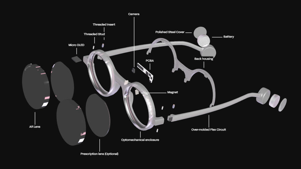 Brilliant Labs Frame exploded view