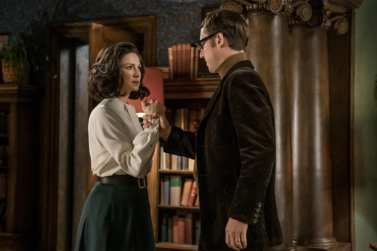 Caitriona Balfe as Claire Randall Fraser and Tobias Menzies as Frank Randall in Starz's <i>Outlander</i>. (Photo: Starz)