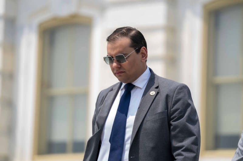 The House Ethics Committee Thursday said it is referring "substantial evidence" from its Investigative Subcommittee to the DOJ that Rep. George Santos, R-N.Y., engaged in criminal fraud, and knowingly violated the Ethics in Government Act. Photo by Bonnie Cash/UPI
