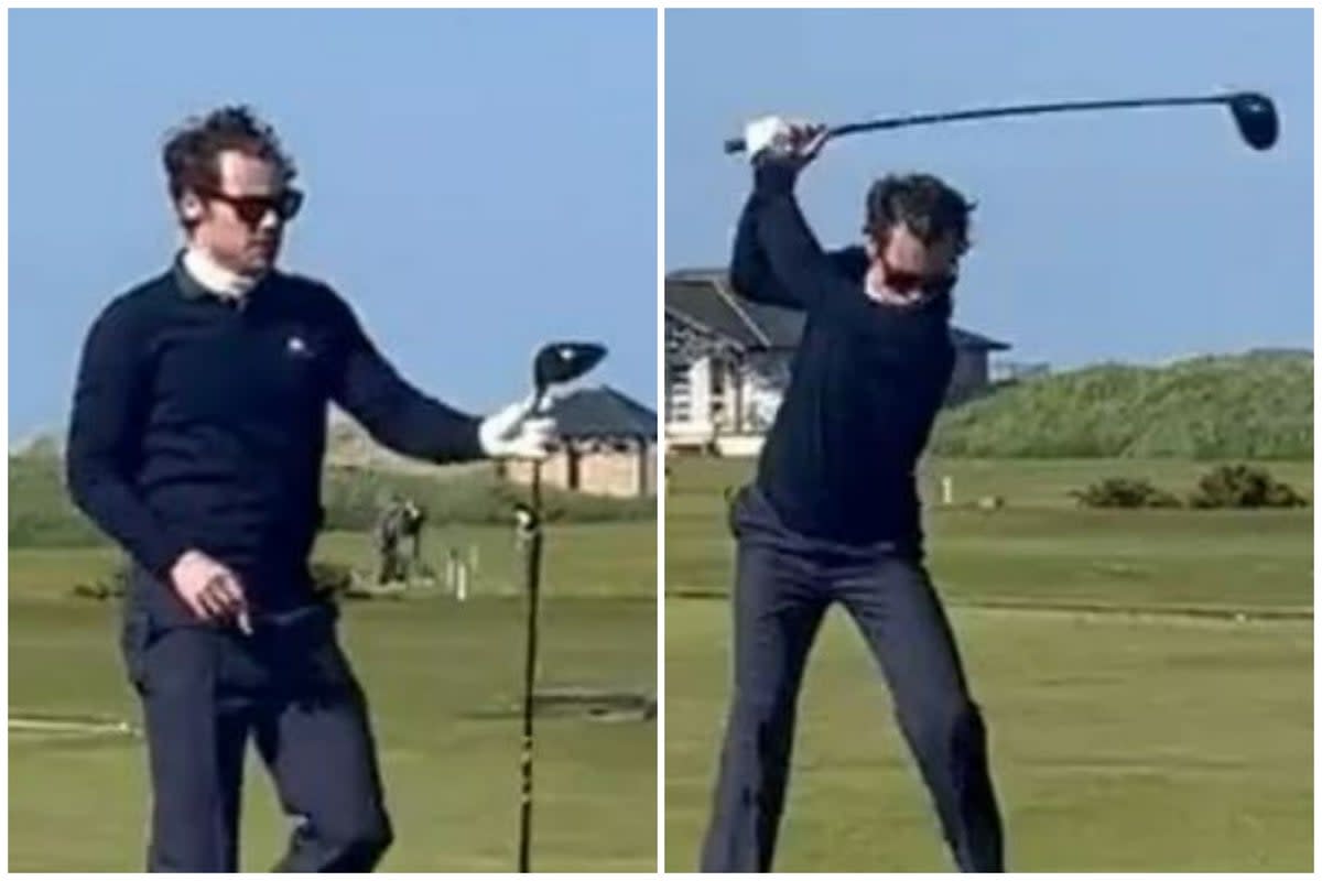 Harry Styles got in a round of golf while in Scotland  (Twitter/The Open)