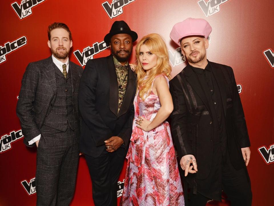 The coaches for ‘The Voice’ in 2016: Ricky Wilson, Will.i.am, Faith and Boy George (Getty)
