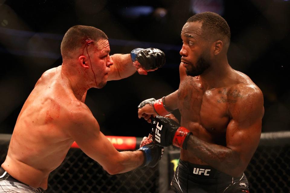 Leon Edwards (right) during his decision win against Nate Diaz (Getty Images)