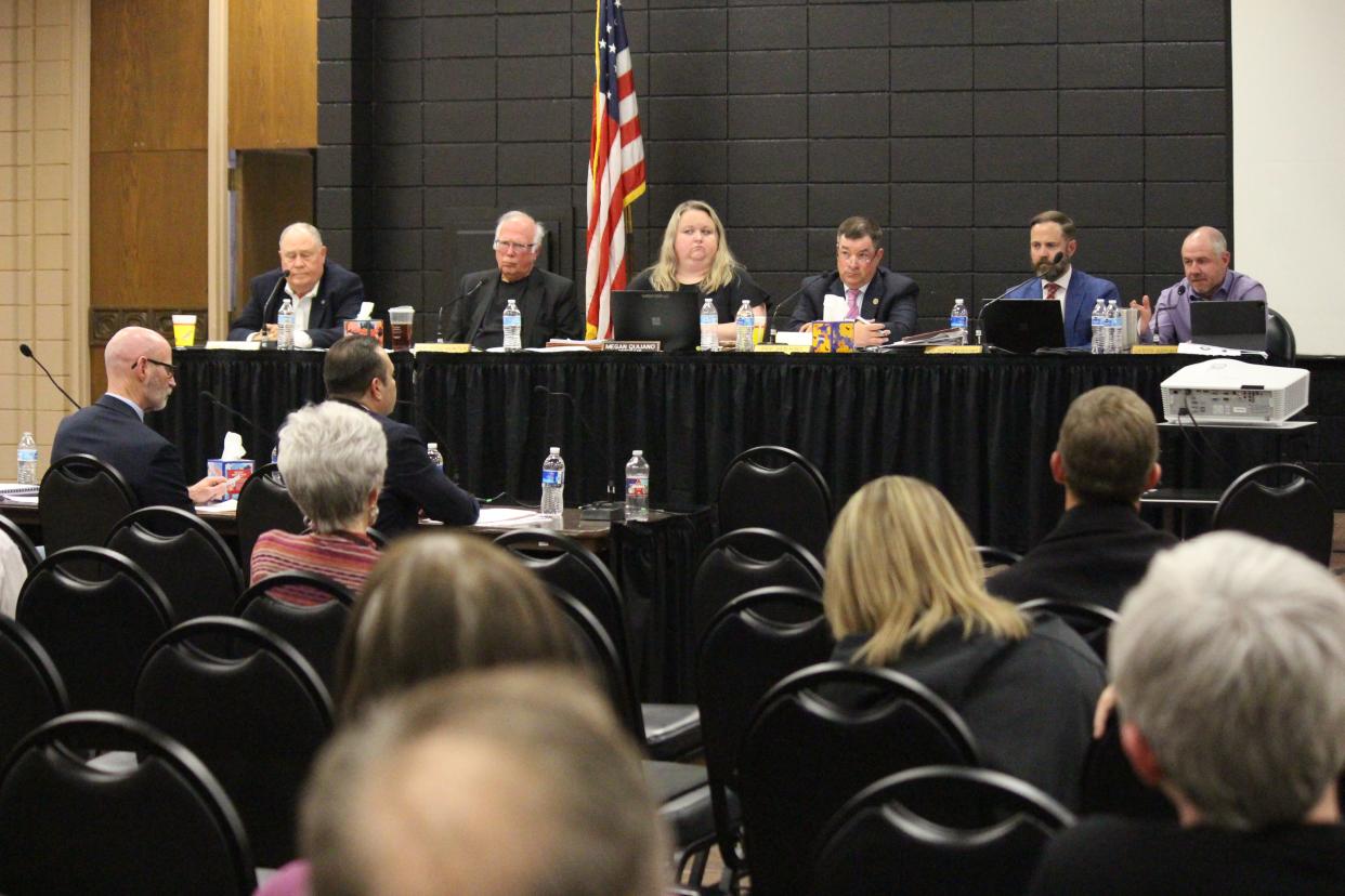 The Texas House Investigative Committee on the Panhandle Wildfires listens to testimony Thursday in Pampa.