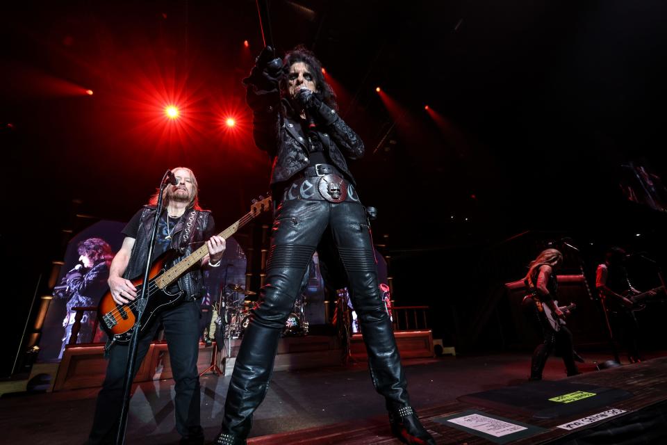 Alice Cooper changed outfits during his show at Wells Fargo Arena in Des Moines.