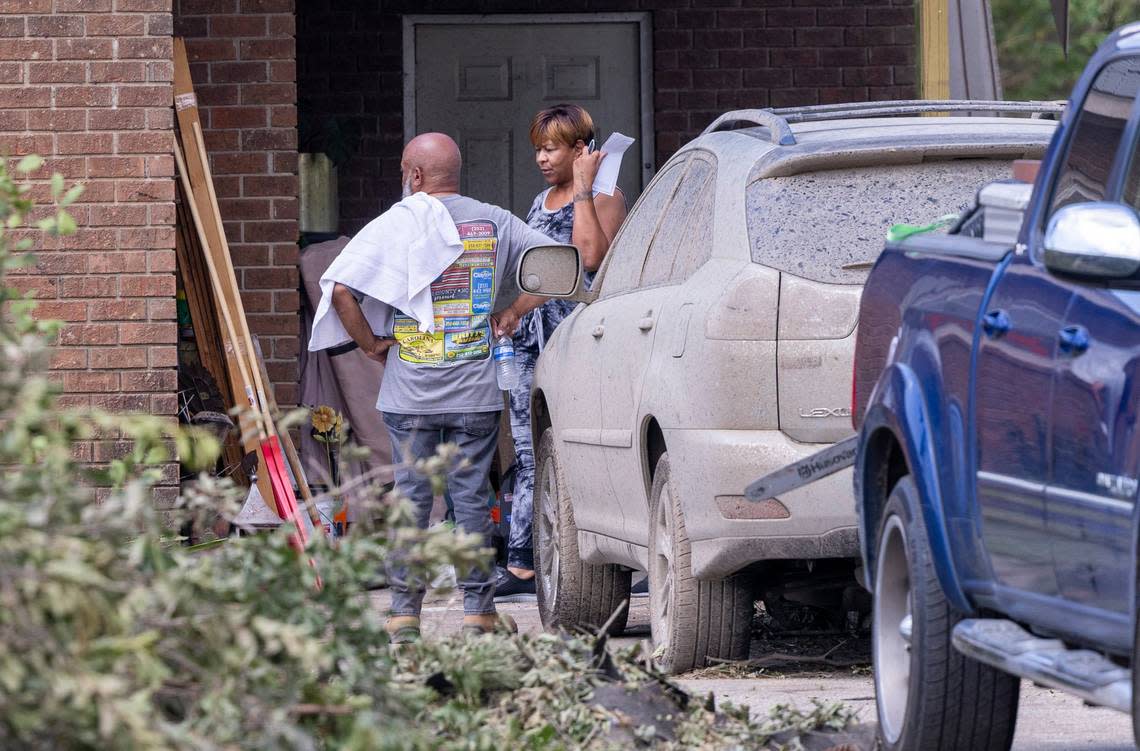 Residents clean up Thursday, July 20, 2023 after a tornado touched down in Battleboro on Wednesday An EF3, tornado with wind speeds of 150 mph touched down in Nash and Edgecombe Counties around 12:30 p.m. Wednesday according to the Raleigh National Weather Service. Travis Long/tlong@newsobserver.com