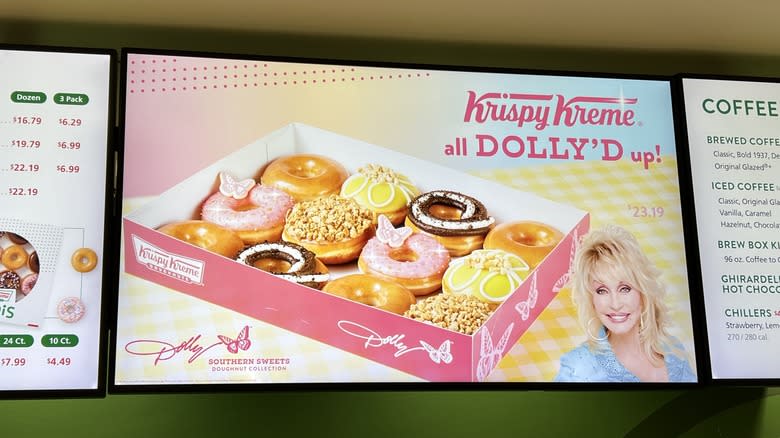 Krispy Kreme menu with Dolly Parton