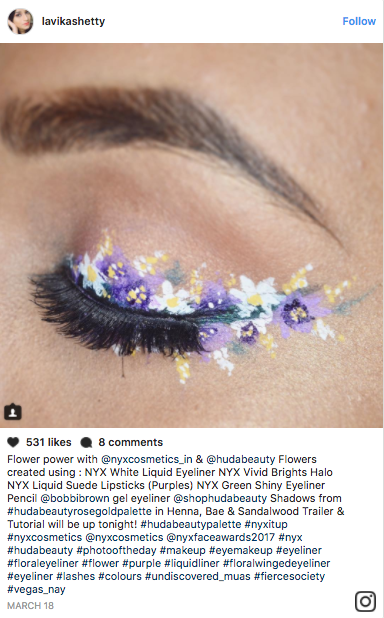 Makeup artists on Instagram have been drawing little flowers along their lash lines to create floral eyeliner.