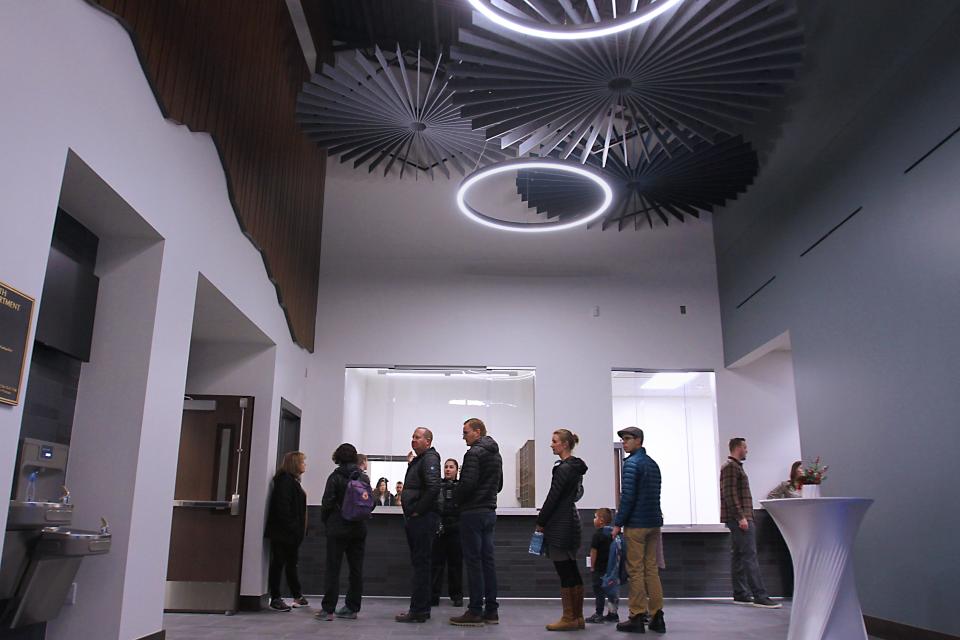 Timnath community members check out the lobby area of Timnath's new police station during an open house of the facility on Thursday. The new police station is situated on 3.2 acres off Harmony Road and Timnath Trail Drive, near Poudre Fire Authority Station 8 and Timnath Town Hall.