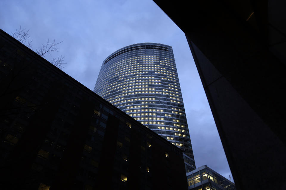 Lights are on at the world headquarters of Goldman Sachs in New York on Tuesday, Jan. 24, 2023. The storied investment bank has recently signaled a partial retreat from its efforts to build up a consumer banking business. (AP Photo/Peter Morgan)