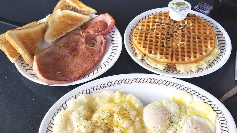Waffle House breakfast on table