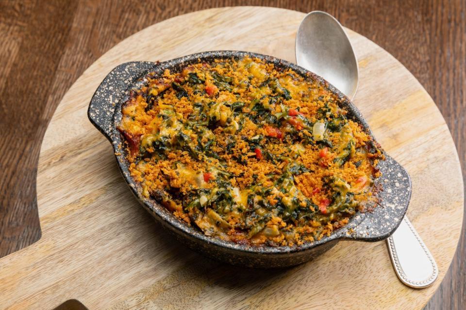 Pimento cheese creamed spinach is among the official dishes of the 2022 Kentucky Derby, as created by Kenneth Hardiman, the chef and culinary expert at Churchill Downs Racetrack.