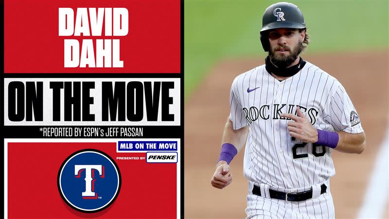 道爾（David Dahl）1年約轉戰遊騎兵。（圖／翻攝自MLB推特）