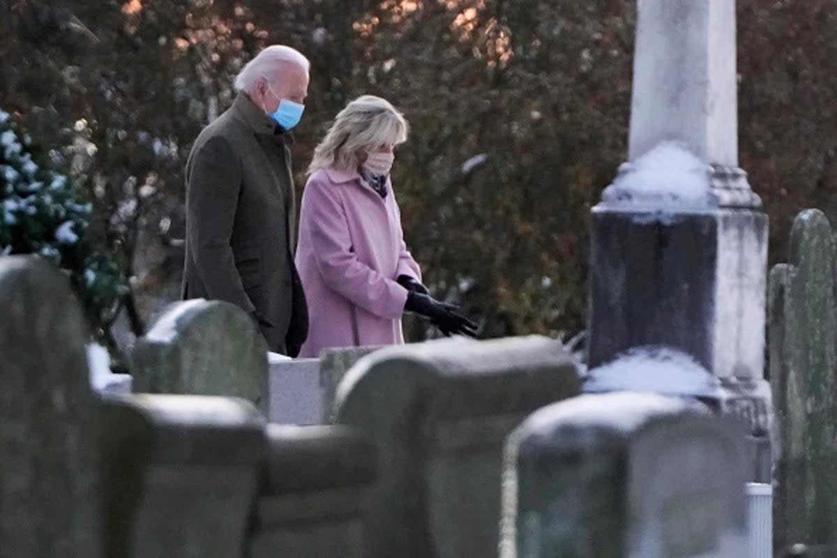 President-elect Joe Biden arrives for a church service with Dr. Jill Biden at St. Joseph on the Brandywine on December 18, 2020. oday is the anniversary of the death of his first wife Neilia and daughter Naomi who were killed in a traffic accident (Getty Images)