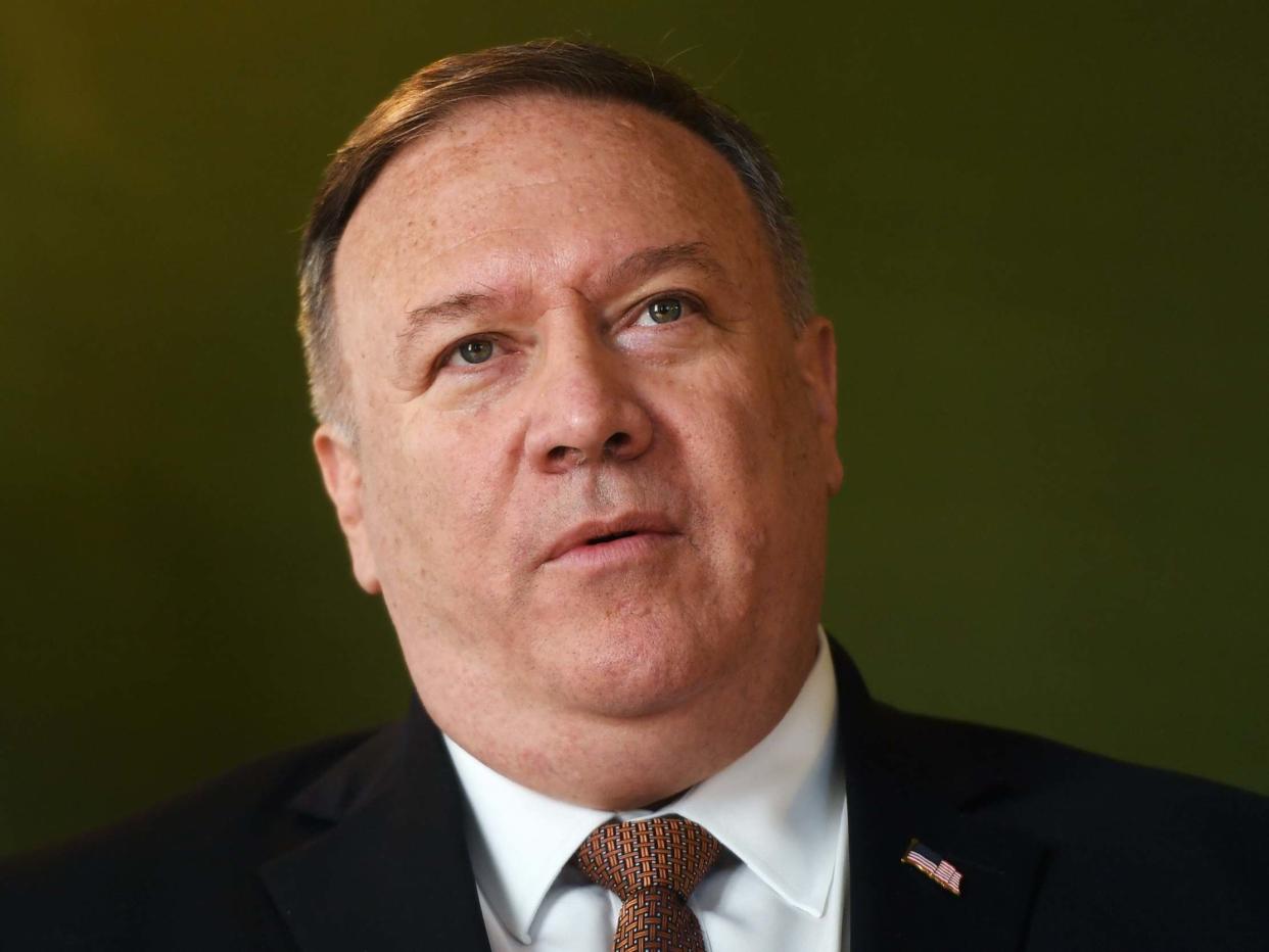 US Secretary of State Mike Pompeo speaks during a joint press conference with Dominic Raab at Lancaster House: Getty Images