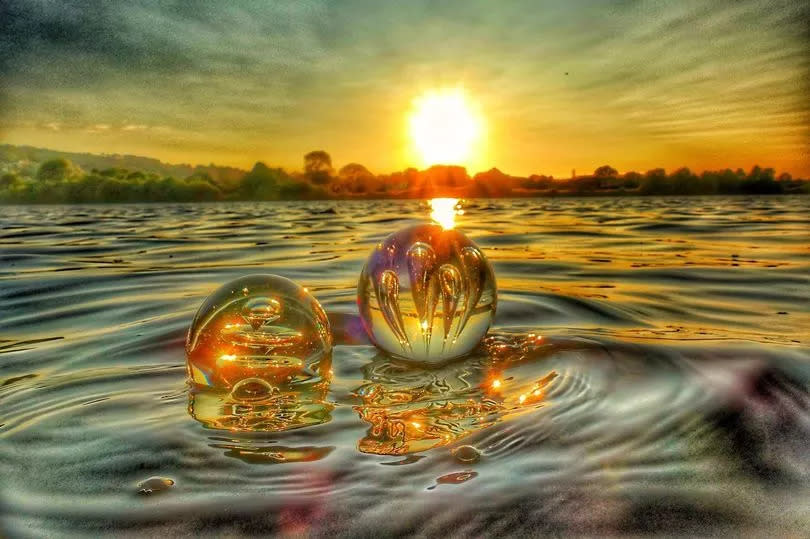 Water bubbles on a lake