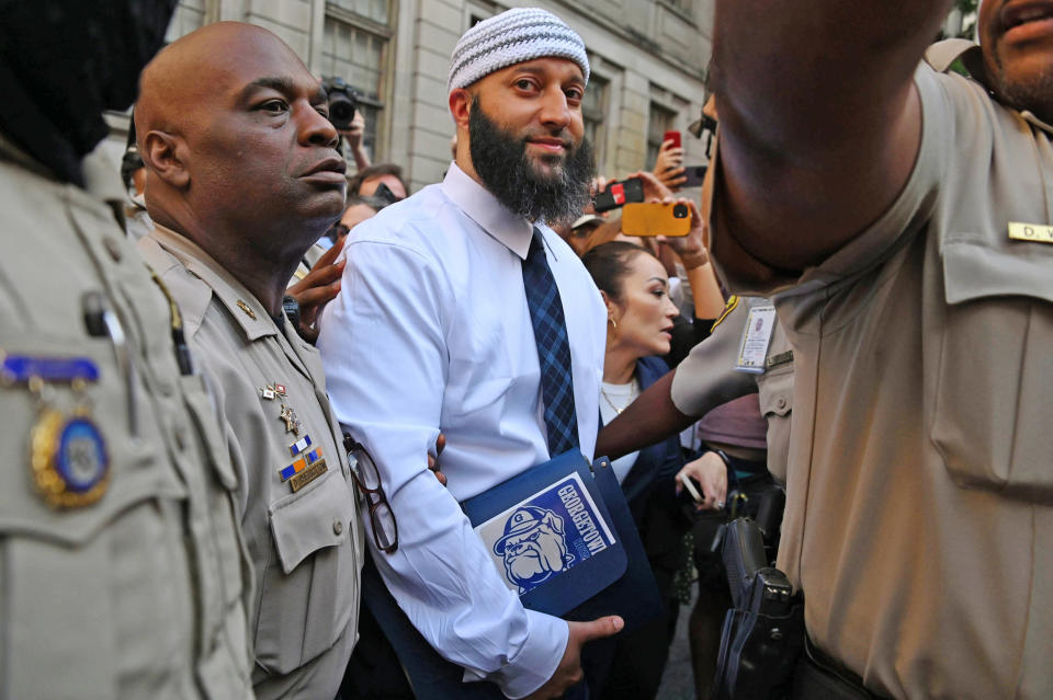 Adnan Syed leaves the courthouse after being released from prison on Sept. 19, 2022, in Baltimore. (Lloyd Fox / The Baltimore Sun via Getty Images file)