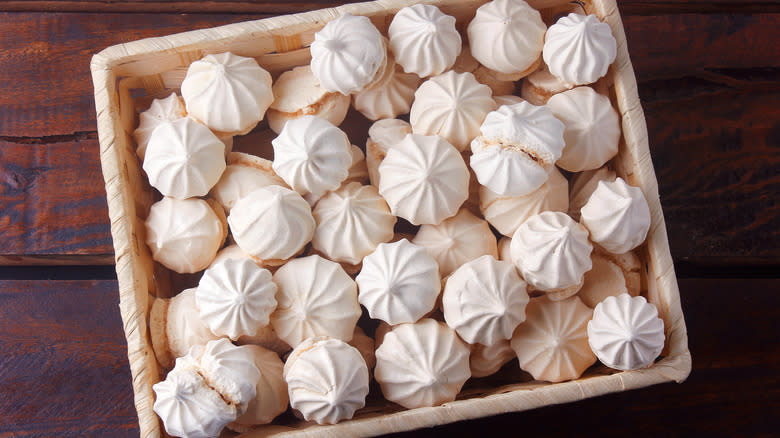 Meringue cookies in basket