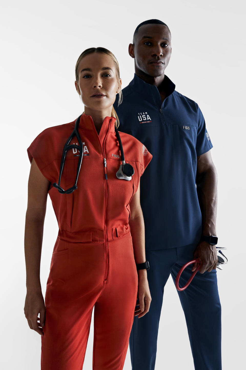 Figs Olympics uniforms for healthcare workers.