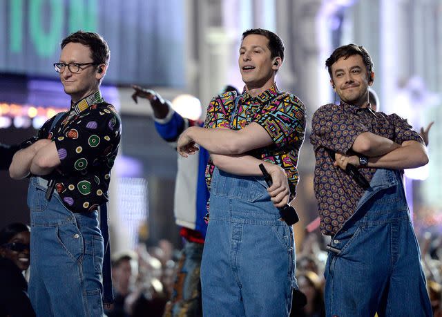 <p>Kevork Djansezian/Getty </p> The Lonely Island members Akiva Schaffer, Andy Samberg, and Jorma Taccone in 2016