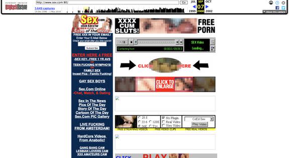 A screenshot of sex.com from the year 2000.