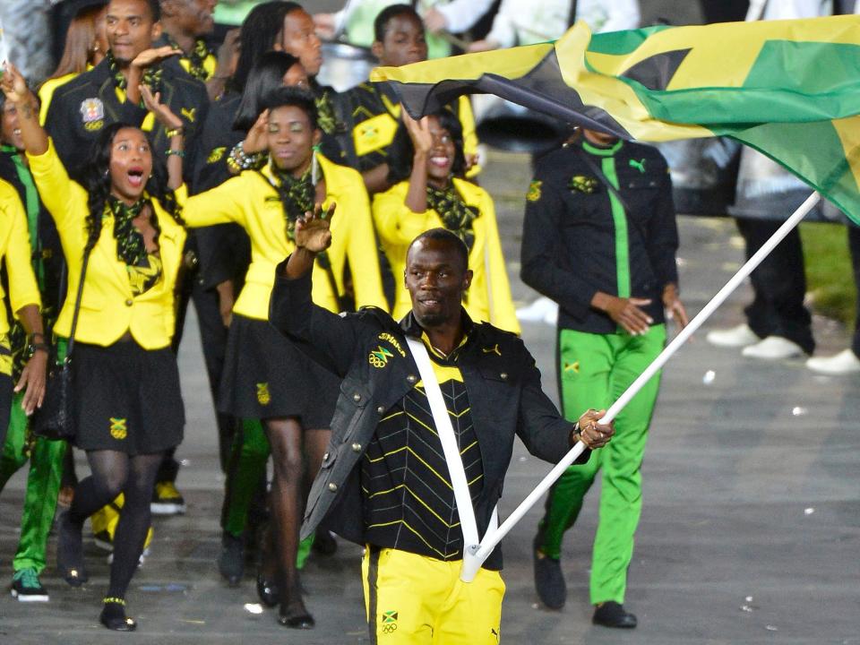 Jamaica's Olympic team in 2012 dressed in bright yellow colors.