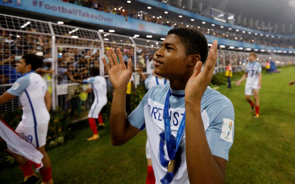 Rhian Brewster celebrates winning the U17 World Cup - REUTERS