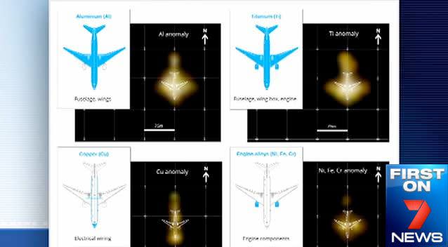 The images showing chemical elements detected in the area the company believes it has located MH370. Photo: FIRST ON 7.